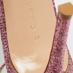 Pre Owned Gianvito Rossi Pink Lamé Fabric Portofino Ankle Strap Sandals Size 41