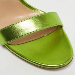 Pre Owned Gianvito Rossi Metallic Green Leather Portofino Ankle Strap Sandals Size 39