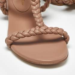 Pre Owned Gianvito Rossi Dusty Pink Braided Leather Sorrento Sandals Size 40.5