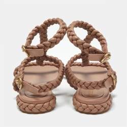 Pre Owned Gianvito Rossi Dusty Pink Braided Leather Sorrento Sandals Size 40.5