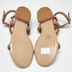 Pre Owned Gianvito Rossi Dusty Pink Braided Leather Sorrento Sandals Size 40.5