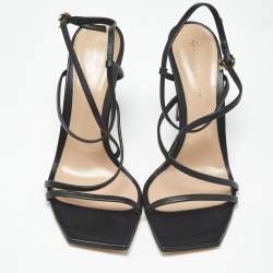 Pre Owned Gianvito Rossi Black Leather Manilla Sandals Size 39.5