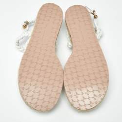 Pre Owned Gianvito Rossi White Braided Leather Platform Espadrille Sandals Size 41
