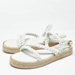 Pre Owned Gianvito Rossi White Braided Leather Platform Espadrille Sandals Size 41