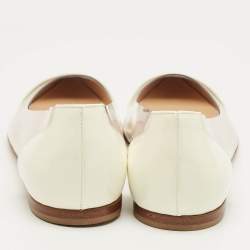 Pre Owned Gianvito Rossi White Patent Leather and PVC Plexi Ballet Flats Size 36.5