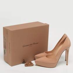 Pre Owned Gianvito Rossi Beige Patent Leather Dasha Platform Pumps Size 42