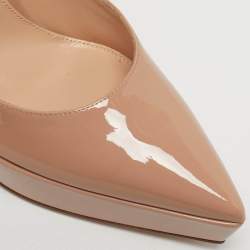 Pre Owned Gianvito Rossi Beige Patent Leather Dasha Platform Pumps Size 42