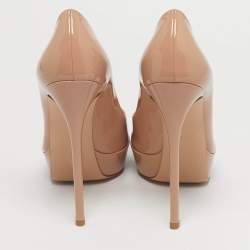 Pre Owned Gianvito Rossi Beige Patent Leather Dasha Platform Pumps Size 42