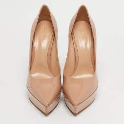 Pre Owned Gianvito Rossi Beige Patent Leather Dasha Platform Pumps Size 42