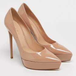Pre Owned Gianvito Rossi Beige Patent Leather Dasha Platform Pumps Size 42