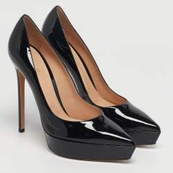 Pre Owned Gianvito Rossi Black Patent Leather Dasha Platform Pumps Size 41