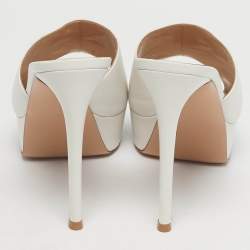 Pre Owned Gianvito Rossi White Leather Betty Platform Mules Size 40