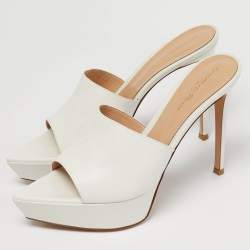 Pre Owned Gianvito Rossi White Leather Betty Platform Mules Size 40