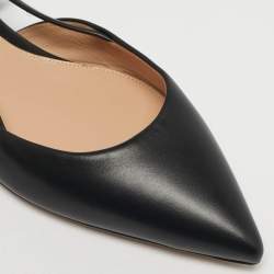 مملوكة مسبقًا Gianvito Rossi Black Leather Ascent Slingback Flats Size 40