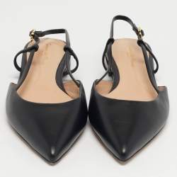 مملوكة مسبقًا Gianvito Rossi Black Leather Ascent Slingback Flats Size 40