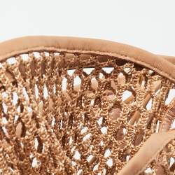 مملوكة مسبقًا Gianvito Rossi Fishnet Size 37 Beige Leather and Mesh Over The Knee Boots