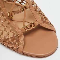 مملوكة مسبقًا Gianvito Rossi Fishnet Size 37 Beige Leather and Mesh Over The Knee Boots