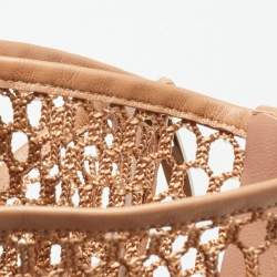 مملوكة مسبقًا Gianvito Rossi Fishnet Size 37 Beige Leather and Mesh Over The Knee Boots