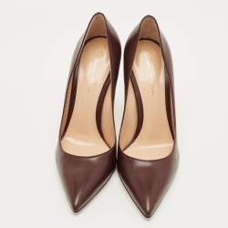 Pre Owned حذاء كعب عالي جيانفيتو روسي جلد أسود مقدمة مدببة مقاس 37