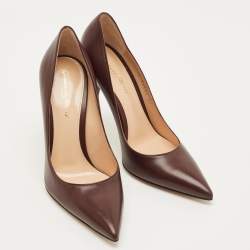 Pre Owned حذاء كعب عالي جيانفيتو روسي جلد أسود مقدمة مدببة مقاس 37