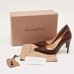 Pre Owned حذاء كعب عالي جيانفيتو روسي جلد أسود مقدمة مدببة مقاس 37