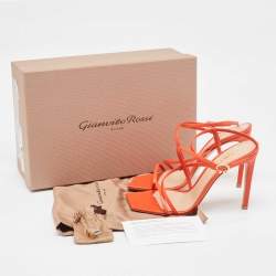 Pre Owned Gianvito Rossi Geom Size 36 Coral Red Leather Geom Strappy Sandals