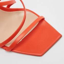 Pre Owned Gianvito Rossi Geom Size 36 Coral Red Leather Geom Strappy Sandals