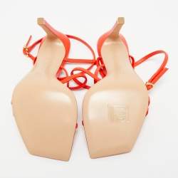 Pre Owned Gianvito Rossi Geom Size 36 Coral Red Leather Geom Strappy Sandals