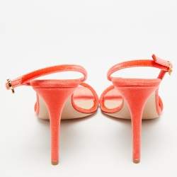 Pre Owned صندل جيانفيتو روسي مانهاتن جلد مصقول بيج بكعب خلفي مقاس 37