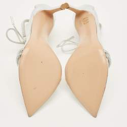 Pre Owned Gianvito Rossi Montecarlo Size 38 Silver Leather Ankle Strap Sandals