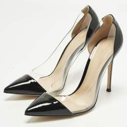 Pre Owned Gianvito Rossi Plexi Size 41 Black/Transparent Patent Leather and PVC Pumps