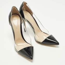 Pre Owned Gianvito Rossi Plexi Size 41 Black/Transparent Patent Leather and PVC Pumps