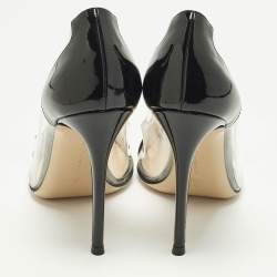 Pre Owned Gianvito Rossi Plexi Size 41 Black/Transparent Patent Leather and PVC Pumps