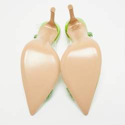 مملوكة مسبقًا حذاء كعب عالي جيانفيتو روسي بي في سي شفاف/أخضر وزخرفة من الشامواه هورتنسيا مقاس 37