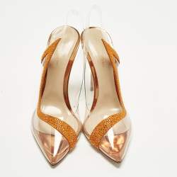 مملوكة مسبقًا Gianvito Rossi Hortensia Size 40 Transparent/Orange PVC and Suede Pumps