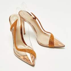 مملوكة مسبقًا Gianvito Rossi Hortensia Size 40 Transparent/Orange PVC and Suede Pumps