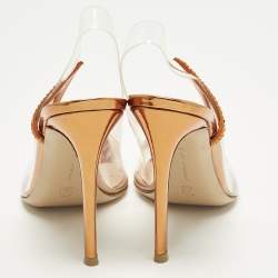 مملوكة مسبقًا Gianvito Rossi Hortensia Size 40 Transparent/Orange PVC and Suede Pumps