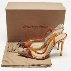 مملوكة مسبقًا Gianvito Rossi Hortensia Size 40 Transparent/Orange PVC and Suede Pumps