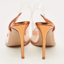 Pre Owned حذاء كعب عالي جيانفيتو روسي بي في سي شفاف/أخضر وزخرفة من الشامواه هورتنسيا مقاس 37