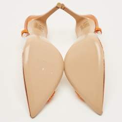 Pre Owned حذاء كعب عالي جيانفيتو روسي بي في سي شفاف/أخضر وزخرفة من الشامواه هورتنسيا مقاس 37