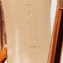 Pre Owned حذاء كعب عالي جيانفيتو روسي بي في سي شفاف/أخضر وزخرفة من الشامواه هورتنسيا مقاس 37