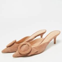 Pre Owned حذاء ميول جيانفيتو روسي جايبور كريستال أخضر ساتان مقدمة مدببة مقاس 39