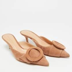 Pre Owned حذاء ميول جيانفيتو روسي جايبور كريستال أخضر ساتان مقدمة مدببة مقاس 39