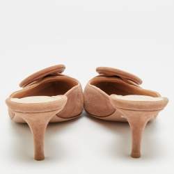 Pre Owned حذاء ميول جيانفيتو روسي جايبور كريستال أخضر ساتان مقدمة مدببة مقاس 39