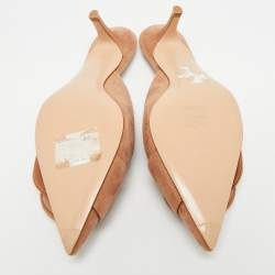 Pre Owned حذاء ميول جيانفيتو روسي جايبور كريستال أخضر ساتان مقدمة مدببة مقاس 39