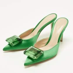 Pre Owned Gianvito Rossi Jaipur Size 36 Green Satin Mules