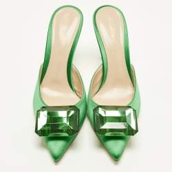 Pre Owned Gianvito Rossi Jaipur Size 36 Green Satin Mules