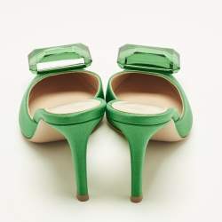 Pre Owned Gianvito Rossi Jaipur Size 36 Green Satin Mules