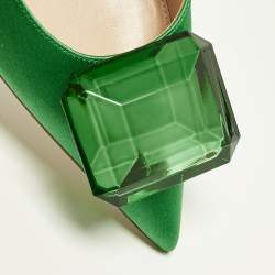 Pre Owned Gianvito Rossi Jaipur Size 36 Green Satin Mules