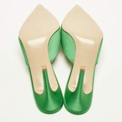 Pre Owned Gianvito Rossi Jaipur Size 36 Green Satin Mules